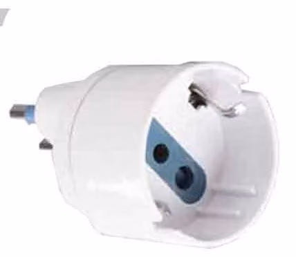 ADATTATORE SEMPLICE SCHUKO/BIVALENTE 16A CARDINALE spina 16A 2P+T - presa schuko 10A 2P+T