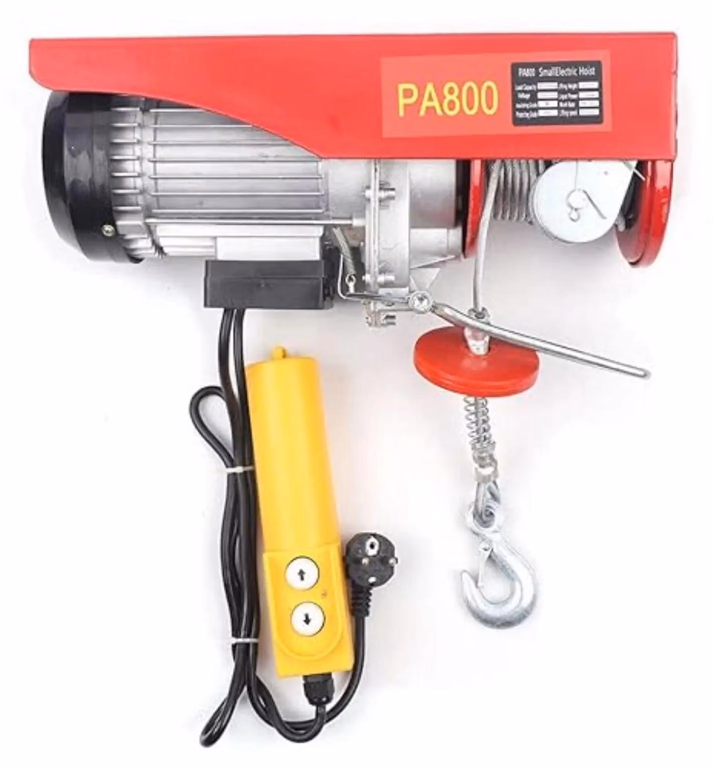 Argano elettrico, portata 800 kg, telecomando, rosso