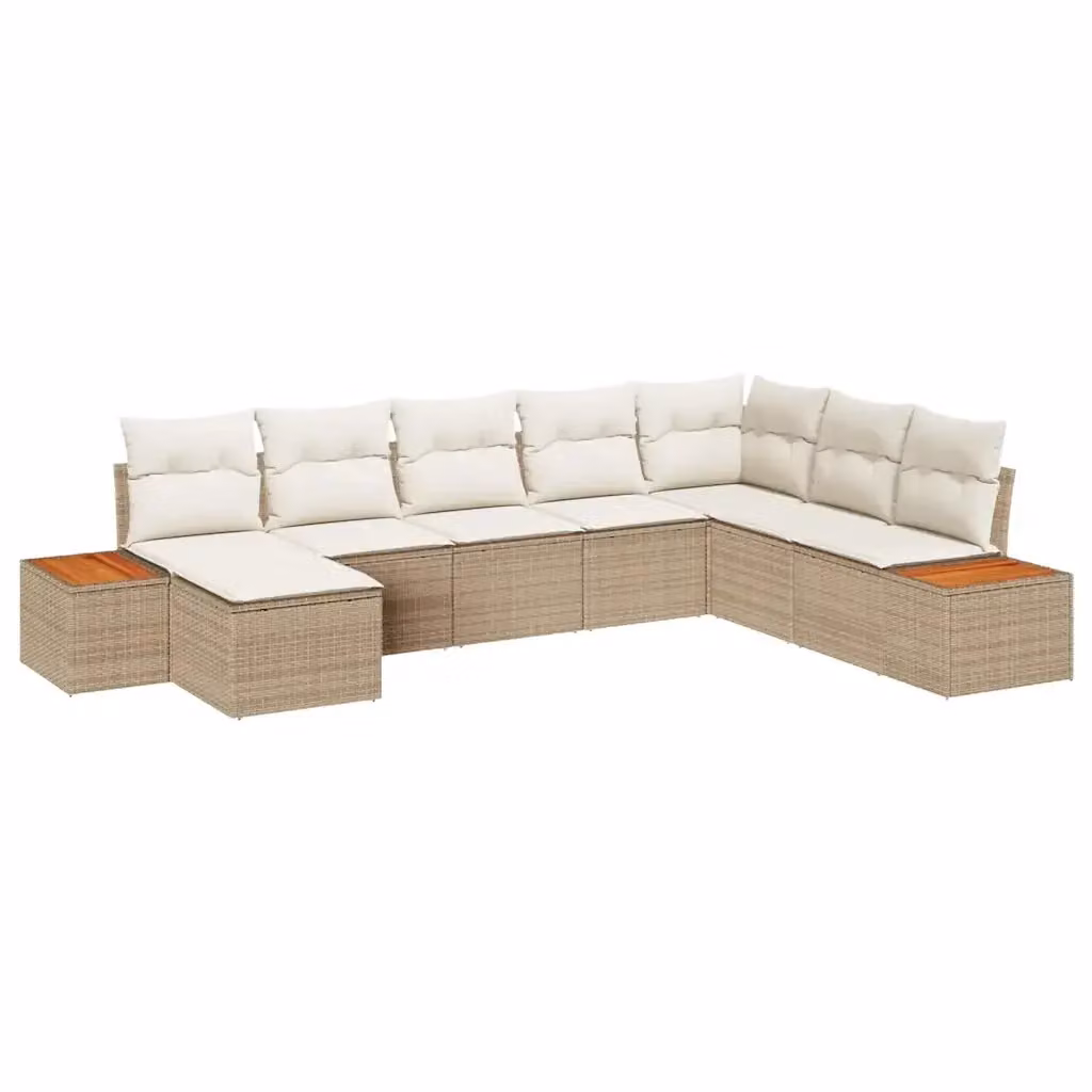 Set Divano da Giardino vidaXL 8 Pezzi a Forma di L Beige con Cuscini e Struttura in Metallo Resistente alle Intemperie – 2