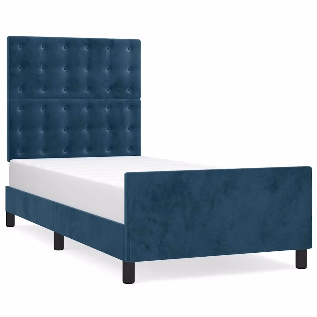 Struttura Letto Design Mania in Velluto Blu Scuro L/P/H: 203 x 103 x 128 cm 100x200 cm – 2