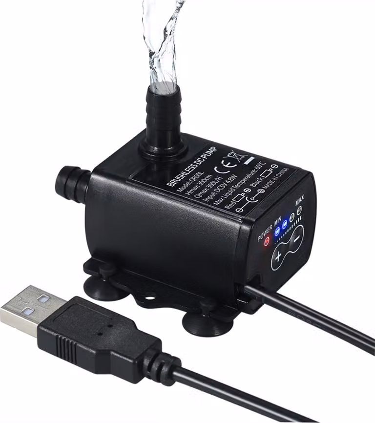 Pompa per acqua Decdeal Mini USB 5 V – 4,8 W, 300 l/h, prevalenza 3 m, senza spazzole, silenziosa, portata regolabile, pompa sommersa per fontane e acquari