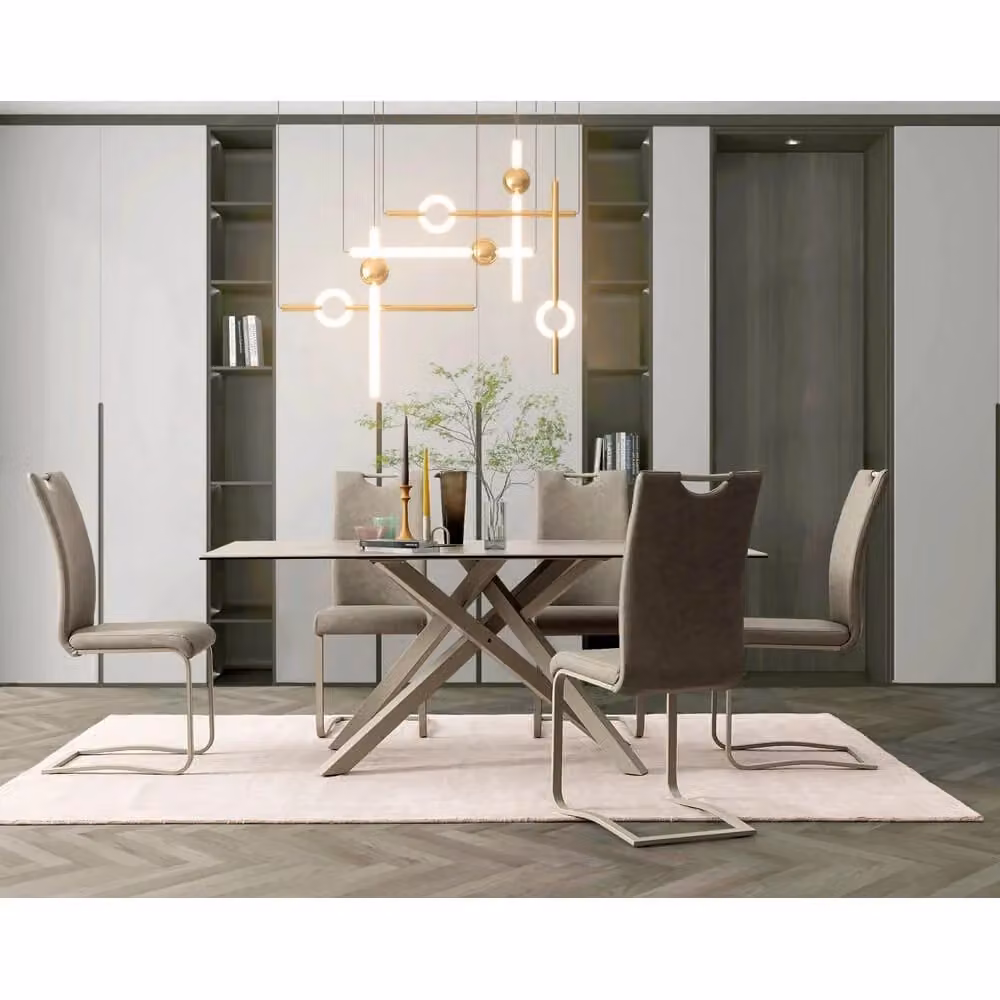 Tavolo da pranzo rettangolare moderno Bizzotto con piano in ceramica opaca e struttura in metallo a X – 2