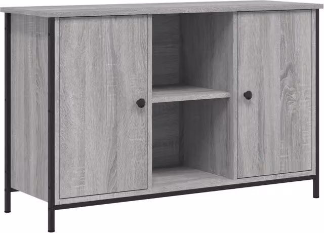 Mobile TV classico pratico vano aperto 100 x 35 x 65 cm stile industriale in legno ingegnerizzato grigio sonoma 02_0049262