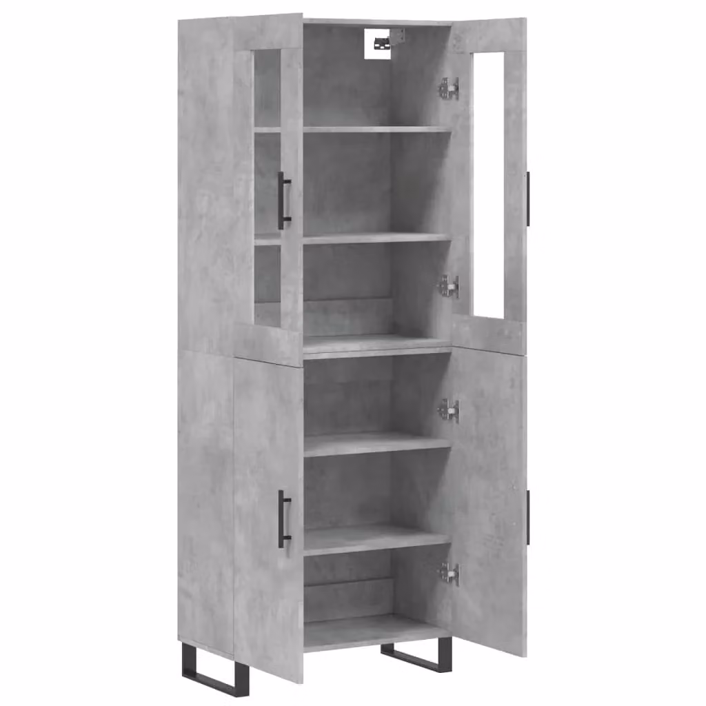 Mobile contenitore moderno con ante a battente per cucina e soggiorno, grigio, L/P/H: 180 x 34 x 69,5 cm – 2