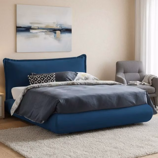 Letto Matrimoniale Geras Talamo Italia Blu con Contenitore a Alzata e Rivestimento Sfoderabile L/P: 160 x 190 cm – 1