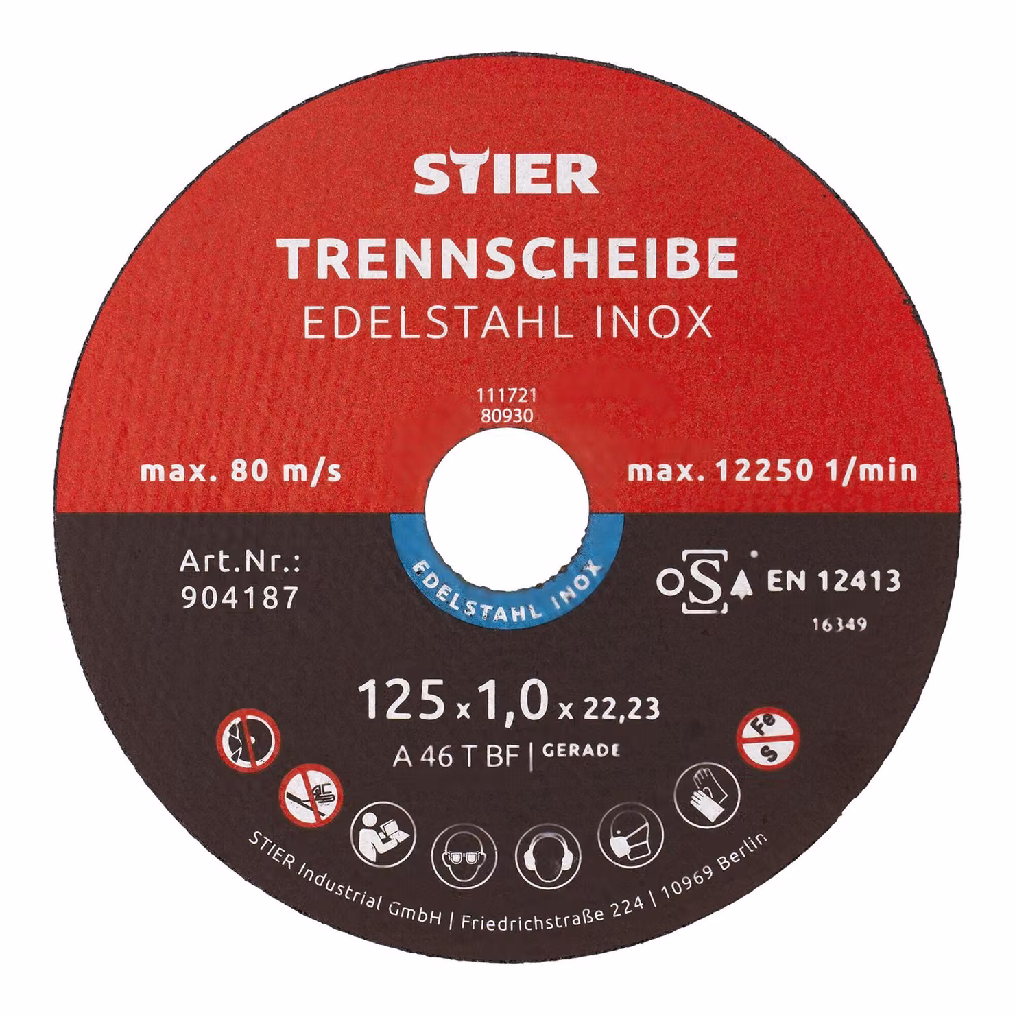 Disco da taglio STIER per acciaio inox/INOX, metallo, acciaio, Ø disco flessibile: 125 x 1,0 x 22,23 mm, diritto, set di 25 pezzi, per smerigliatrici angolari