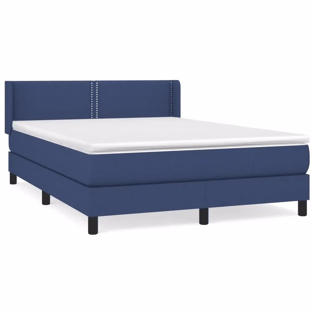 Letto Ibrido vidaXL con Giroletto a Molle e Materasso in Tessuto Blu e Bianco L/P/H: 193 x 147 x 88 cm – 2