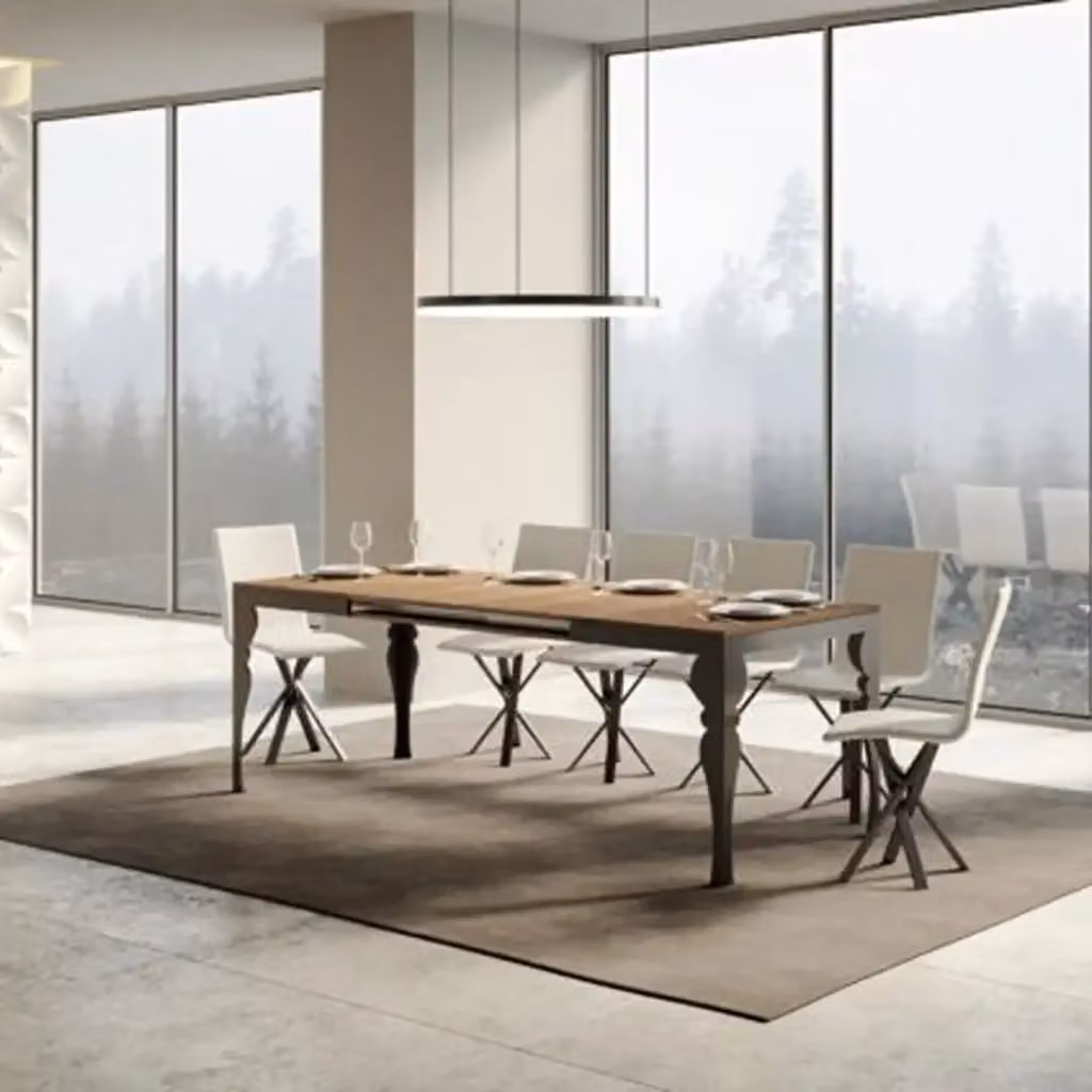 Tavolo allungabile Itamoby Evolution moderno in legno color quercia e metallo antracite L/P: 160-264 x 90 cm – 2