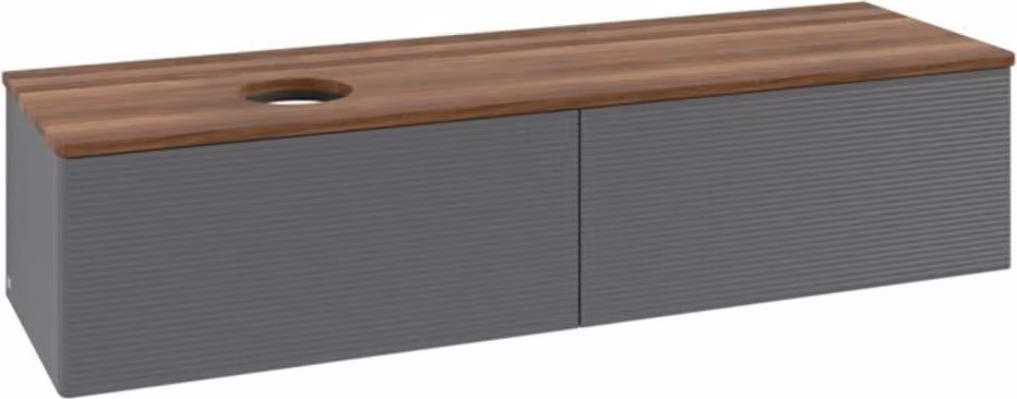 V&B Mobiletto con struttura frontale - illuminazione Antao 160x50cm, WBP w. wal, Anthrac. m Lac