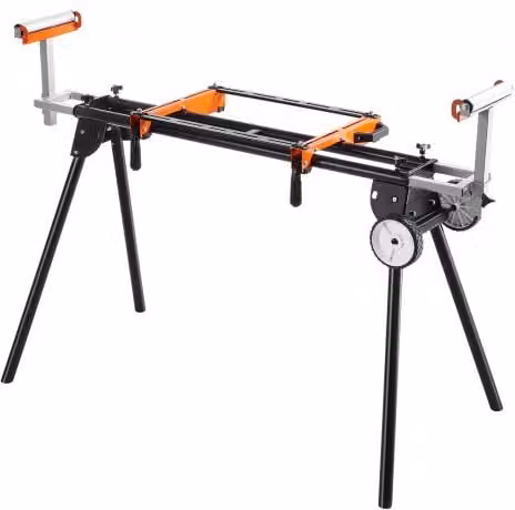 Supporto per Troncatrice VEVOR in Acciaio Nero, Pieghevole e Portatile con Altezza e Lunghezza Regolabili, Portata 250 kg