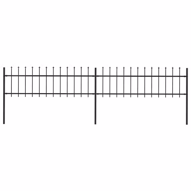 Recinzione da giardino vidaXL in acciaio con punta a lancia e doppia barra nera L: 337 cm, H: 60 cm