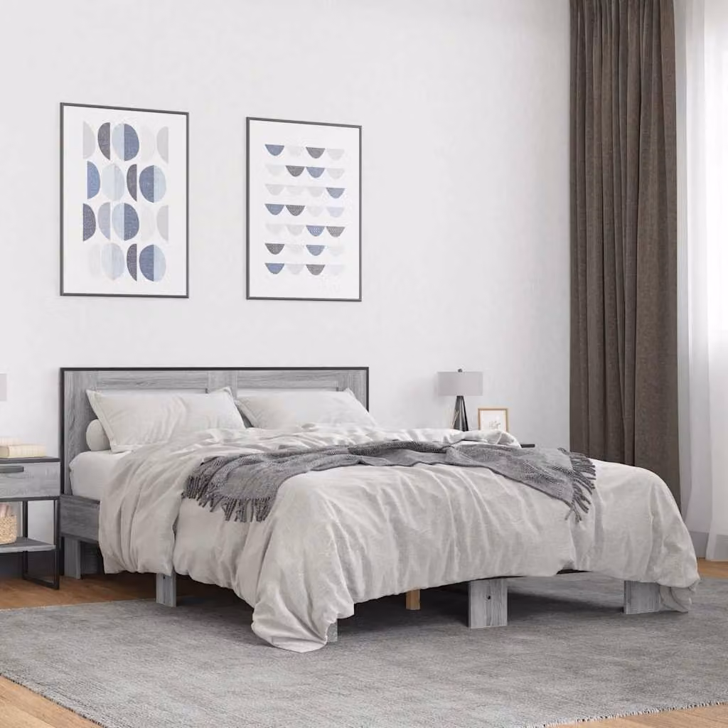 Giroletto vidaXL Grigio Sonoma in Legno e Metallo L/P/H: 120 x 200 x 203 cm