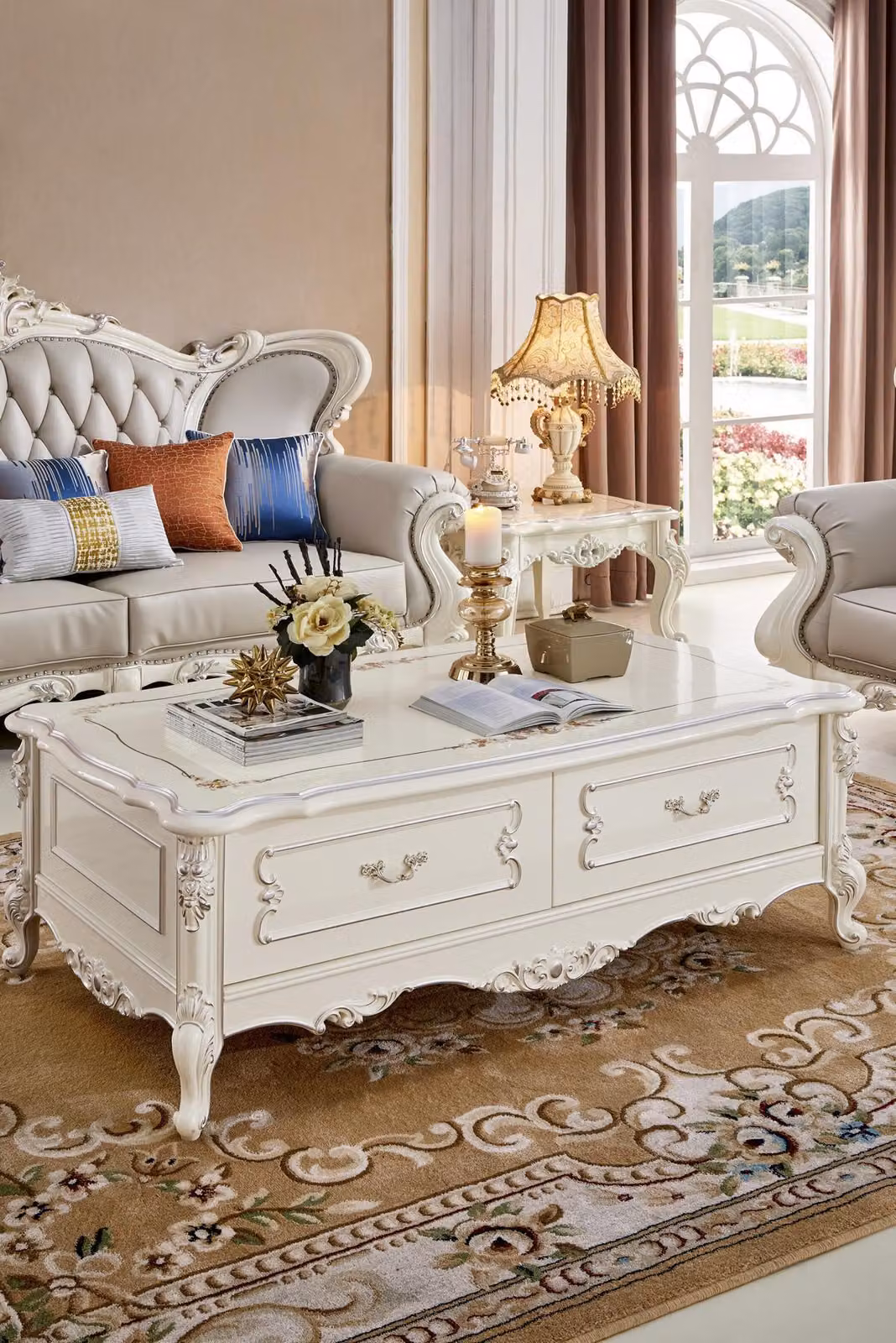 Barock Rokoko Couchtisch Klassischer Tisch Wohnzimmer Echtholz Couchtische