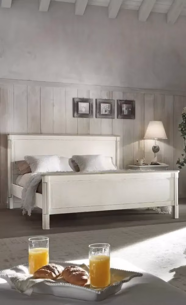 Letto matrimoniale stile shabby chic arte povera Mobili 2G L/P/H: 183 x 214 x 110 cm, bianco e grigio – 2