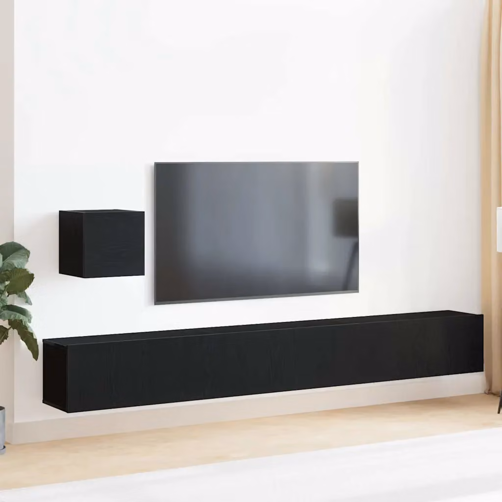 Set mobile TV 4 pezzi vidaXL in legno ingegnerizzato Rovere e Nero per il tuo soggiorno
