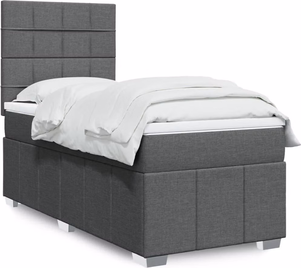 Maison Exclusive - Letto boxspring con materasso grigio scuro 90x190 cm Tessuto