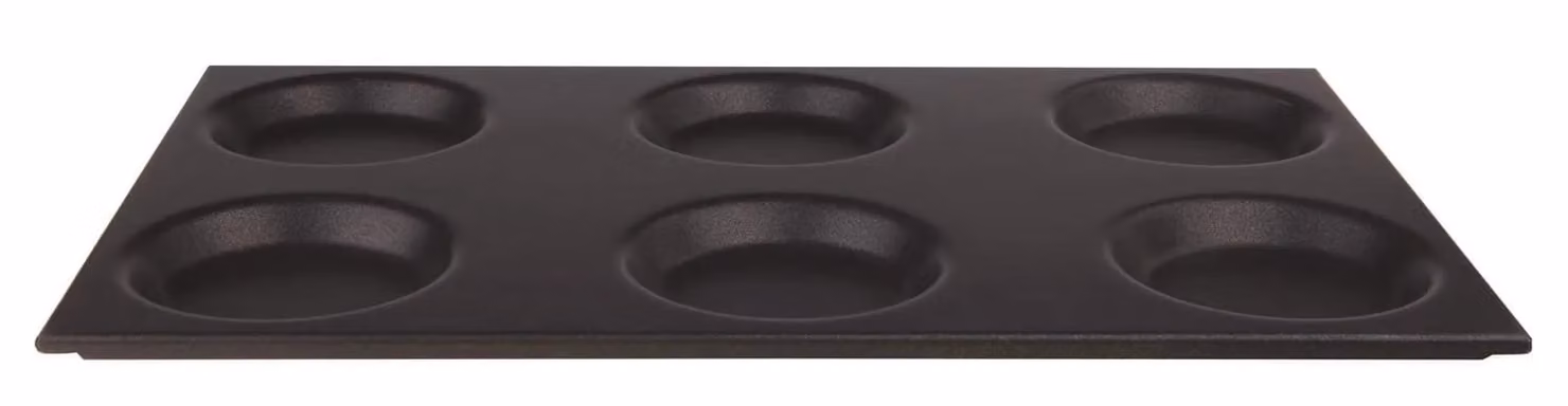 Teglia Gastronorm antiaderente con 6 stampi diametro 12,5 cm.53x32,5 h.cm.2