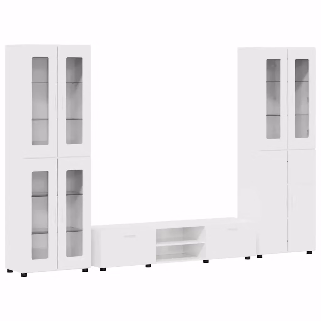 Set mobile TV moderno vidaXL FLORIN in 3 pezzi Bianco Lucido con legno MDF L: 150 cm, P: 39 cm, H: 30 cm – 2