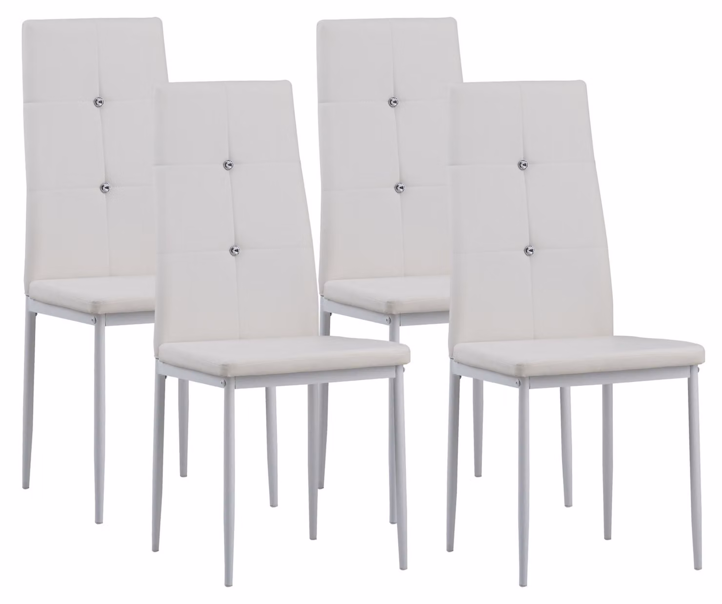 Albatros sedie da pranzo DIAMOND set di 4, bianco - Elegante look a diamante, sedia imbottita con rivestimento in Pelle finta, design moderno ed elegante per il tavolo da pranzo sedia da cucina sedia da sala da pranzo alta capacità di carico