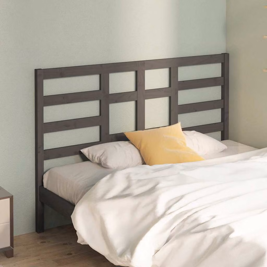 Testiera per letto vidaXL in legno massello di pino, colore grigio, L: 156 cm, P: 4 cm, H: 104 cm