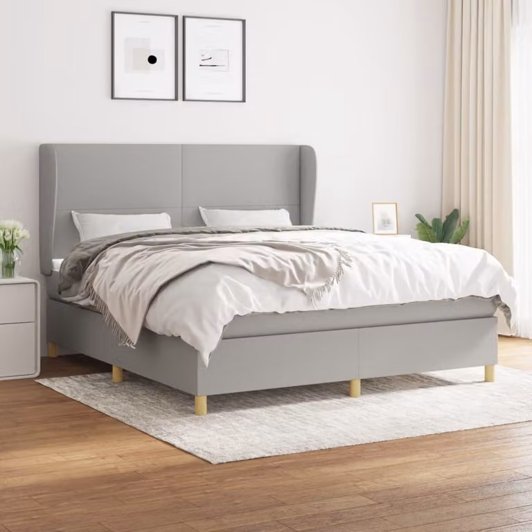vidaXL Letto matrimoniale con materasso in tessuto grigio chiaro 180x200 cm - Letto matrimoniale - Boxspringbetten - Bett - Schlafzimmermöbel