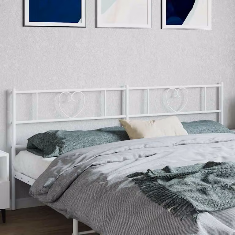 Testiera di ricambio vidaXL in metallo bianco laccato, L: 206 cm, H: 90 cm