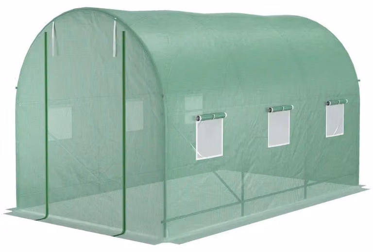 Serra in plastica con porta a rullo e finestre | Colore: Verde | Dimensioni: 200x350x200 cm