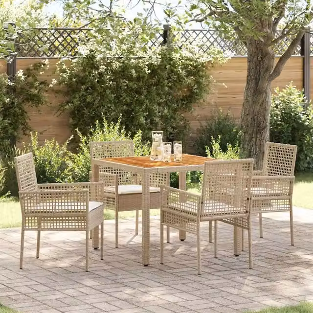 Set da Pranzo per Giardino 5 pz Beige polyrattan 3334918
