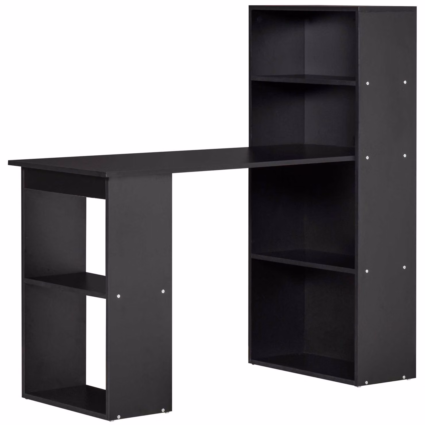 Scrivania da Ufficio 6 Ripiani Laterali 120x55x120 cm in Legno Nero