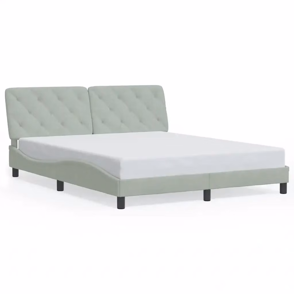 Giroletto senza materasso vidaXL in velluto grigio, L/P/H: 160 x 200 x 165 cm – 2