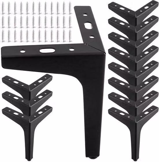 Gambe in metallo nero per mobili, altezza 17 cm - Set da 12 - Gambe triangolari - Adatte per tavolini da caffè/mobili contenitori - Design resistente agli urti - Gambe in metallo
