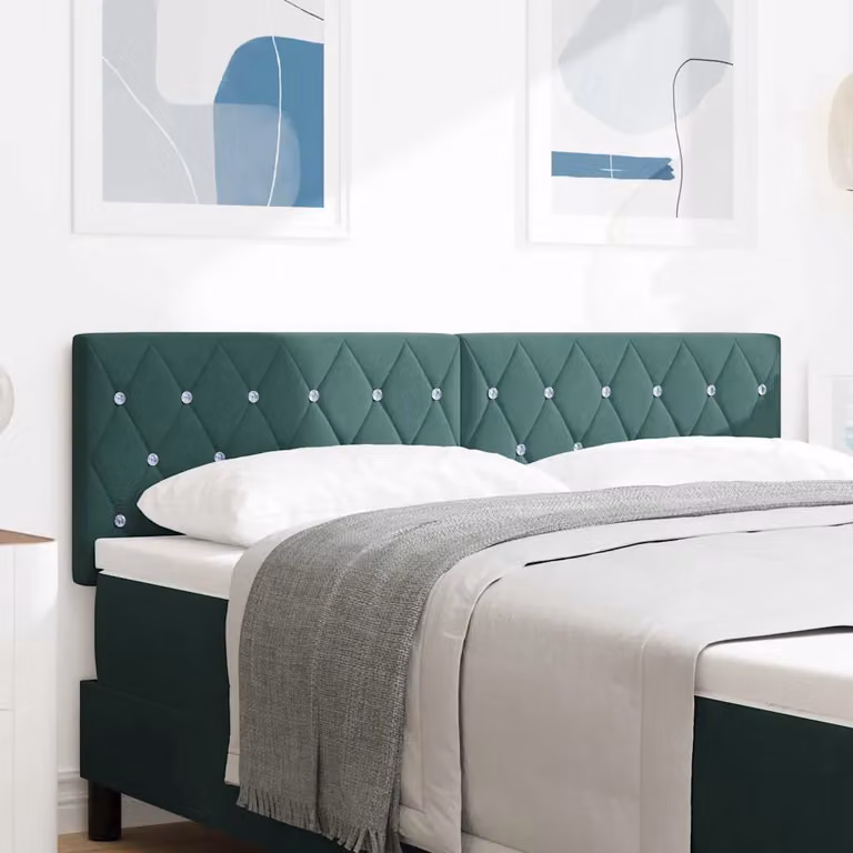 Testiera per letto con illuminazione LED vidaXL in velluto verde scuro, Larghezza: 160 cm