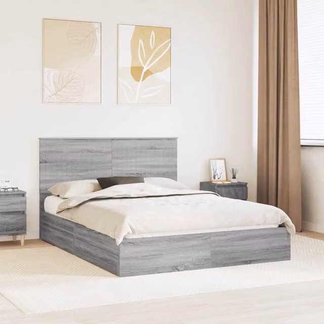 Letto con Contenitore con cassetto Grigio Sonoma 150 x 200 cm 3411199