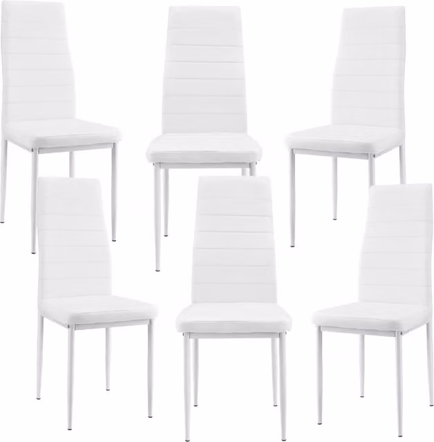 Set di 6 Sedie da Sala Pranzo Rivestimento in Similpelle - Bianco [en.casa]