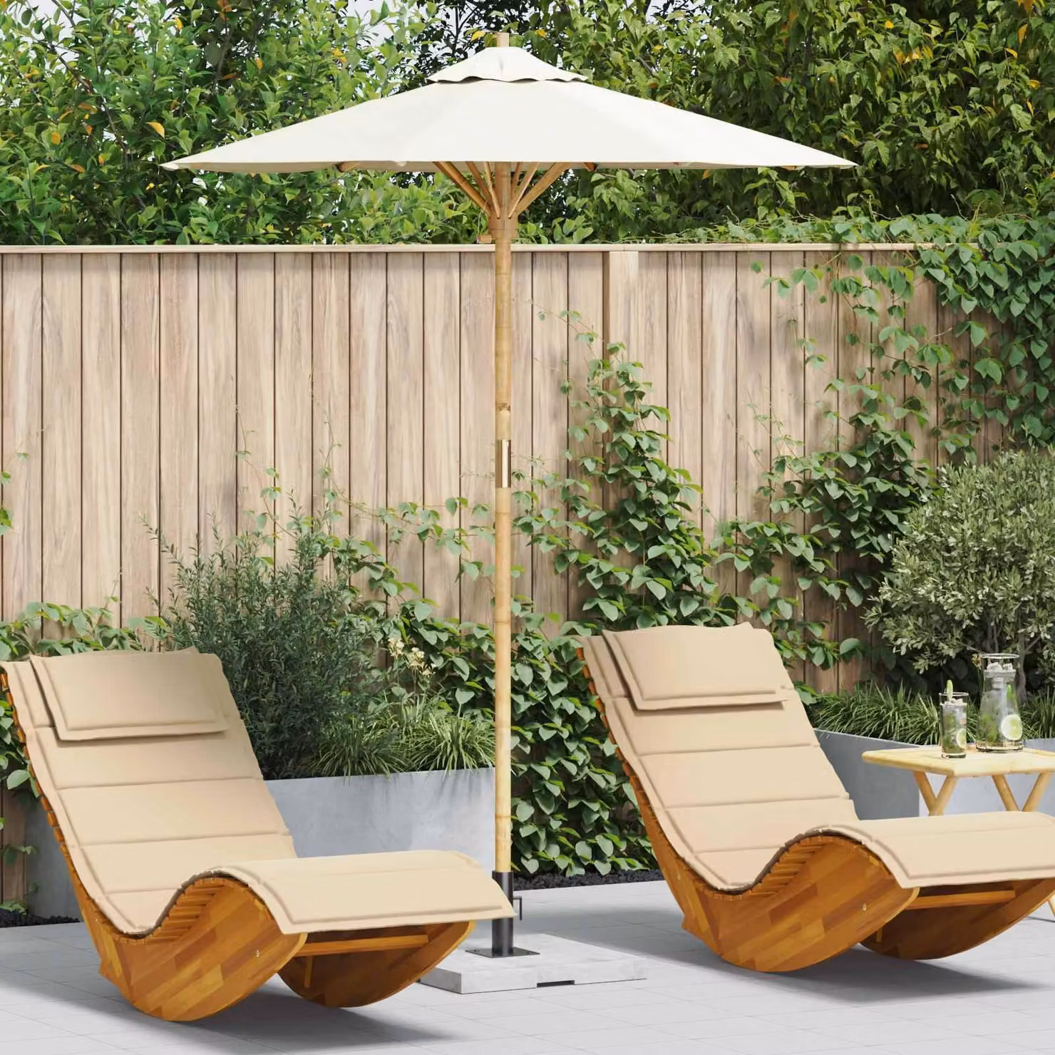 Maison Exclusive - Ombrellone da giardino rotondo, diametro 180 x 230 cm, bambù, color crema
