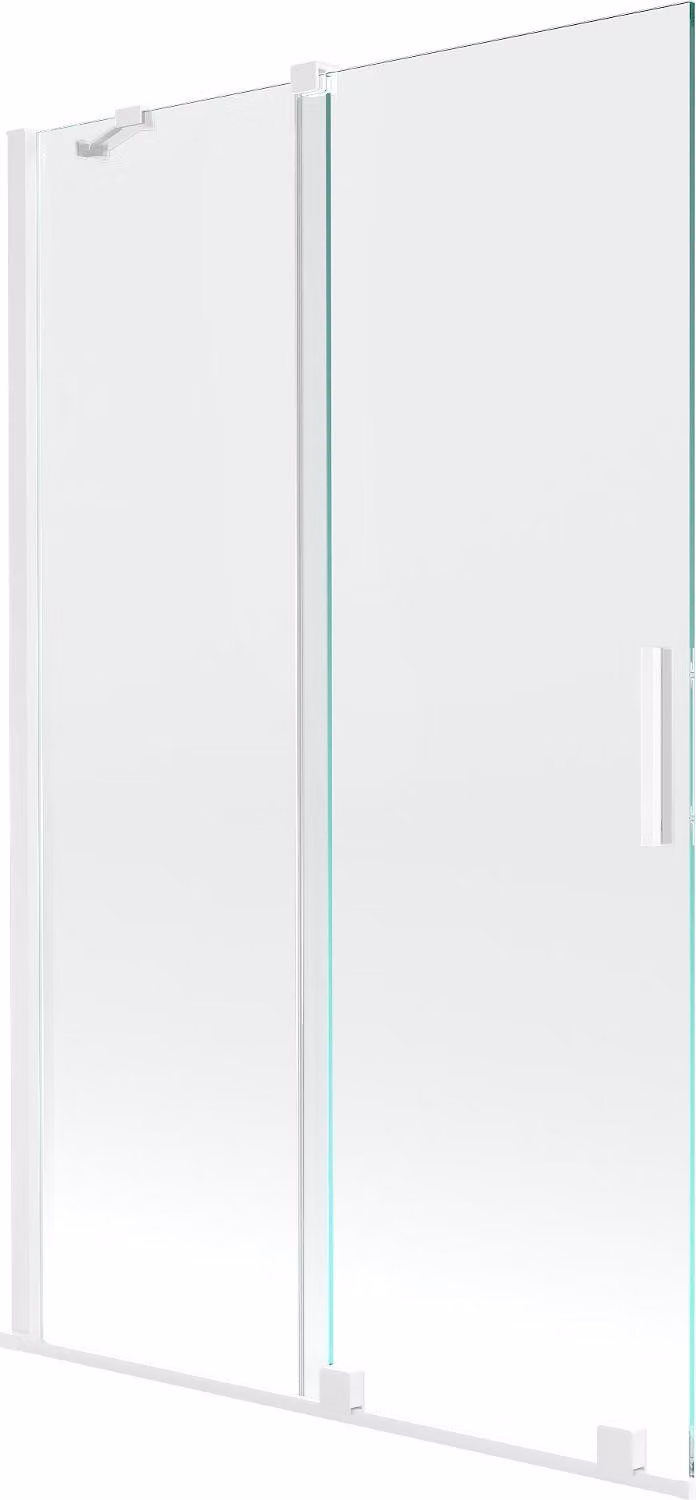 Mexen Velar paratia per vasca da bagno a 2 ante scorrevoli 110 x 150 cm, trasparente, bianco - 896-110-000-01-20