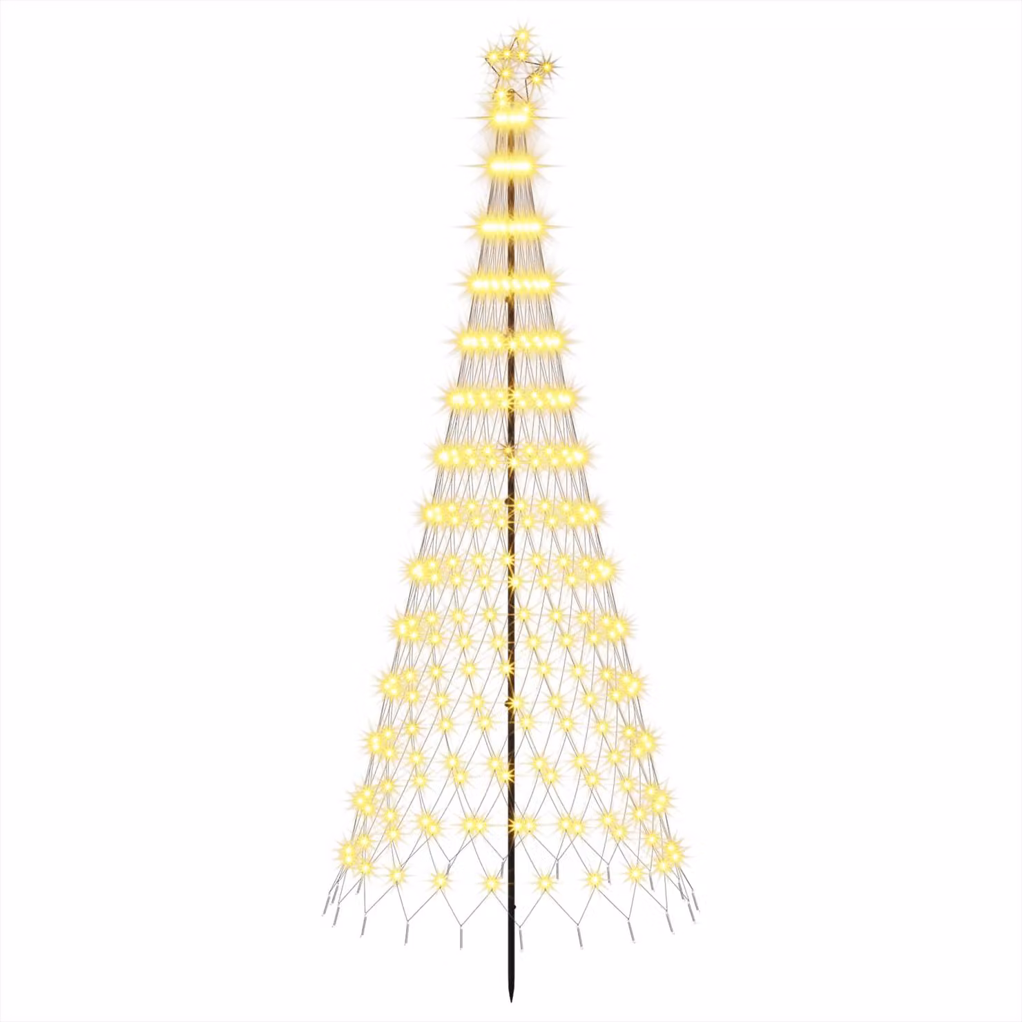Albero di Natale a LED, 250 cm, 290 LED, luce bianca calda, struttura in ferro, colore nero