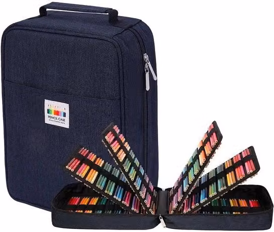 Etui XXL JAKAGO blu con 270 scomparti per pennarelli e matite acquerello, contenitore professionale pieghevole in tessuto e plastica