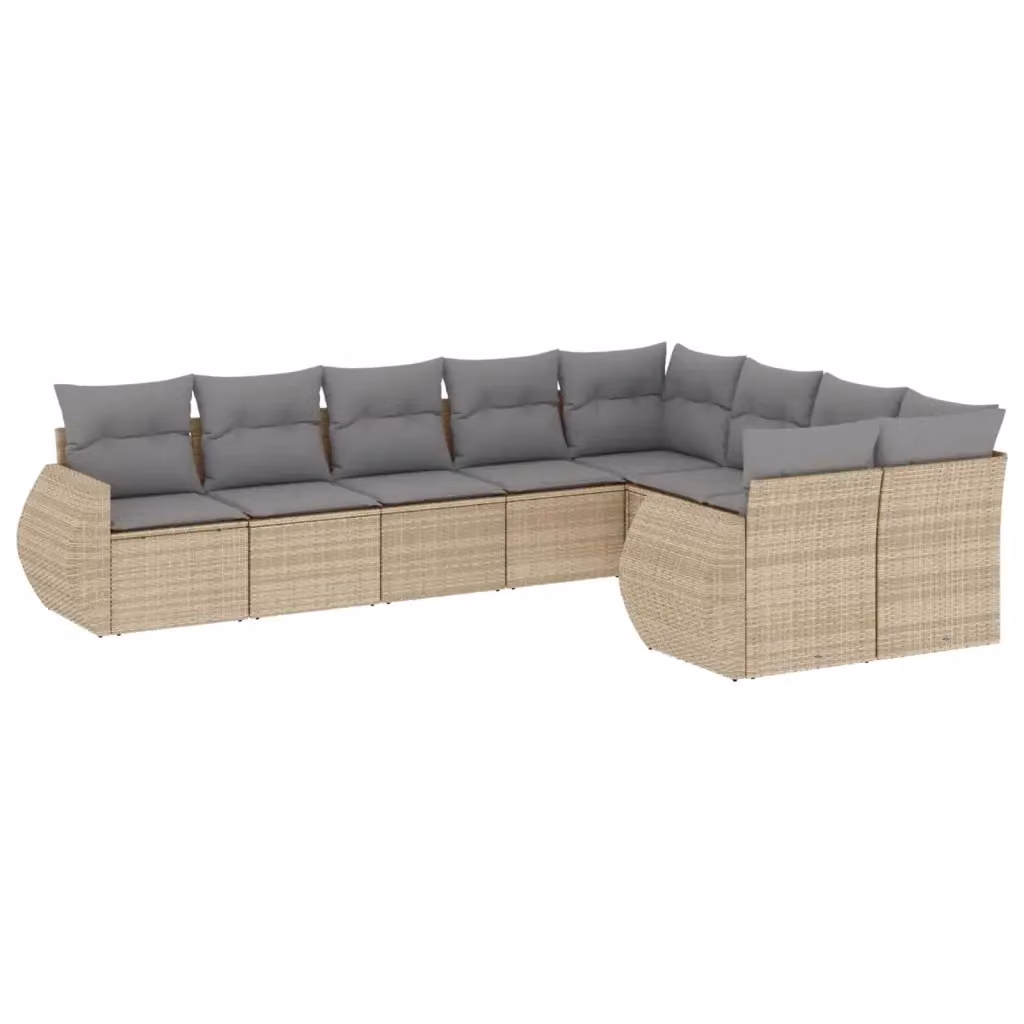 Set Divano da Giardino Moderno VIDAXL in Polyrattan con Cuscini Beige 9 pz – 2