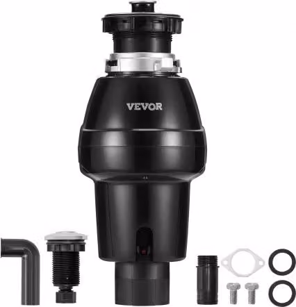 VEVOR Tritarifiuti per Lavello da Cucina in Acciaio Inox e Plastica, Colore Nero, L/P/H: 39,5 x 18,5 x 18,5 cm