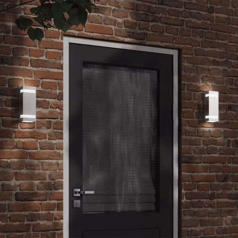 Set di 2 applique da esterno vidaXL in acciaio inossidabile argento con design moderno a parete per giardino e IP44