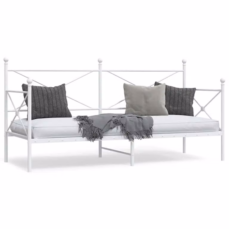 vidaXL Dormeuse in metallo bianca senza materasso L/P/H: 200 x 90 x 107 cm