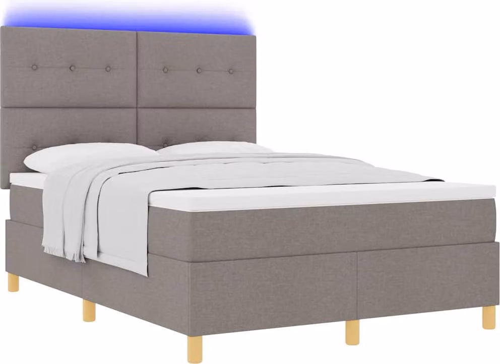 Letto a Sorgente LED con materasso Talpa 140 x 190 cm Tessuto