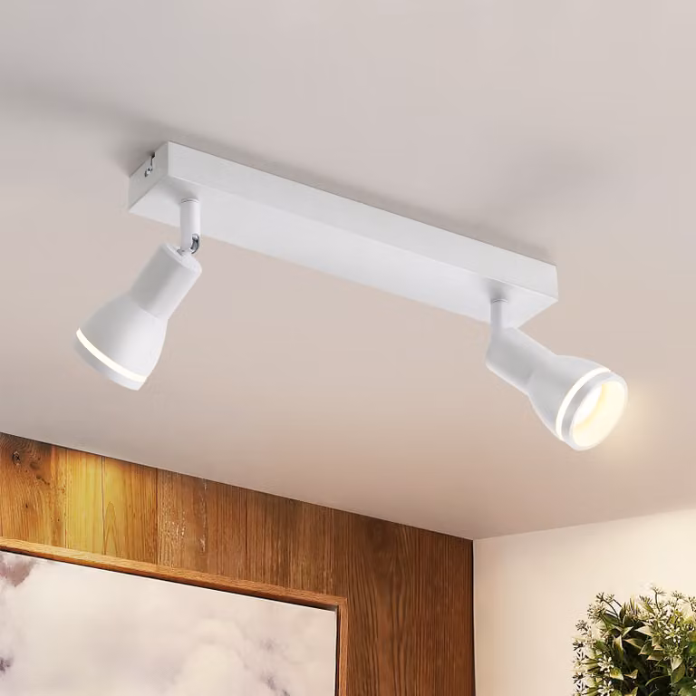 ZMH LED plafoniera bianca 2 fiamme plafoniera GU10 orientabile faretto da parete interno metallo per corridoio soggiorno cucina camera da letto senza lampadina