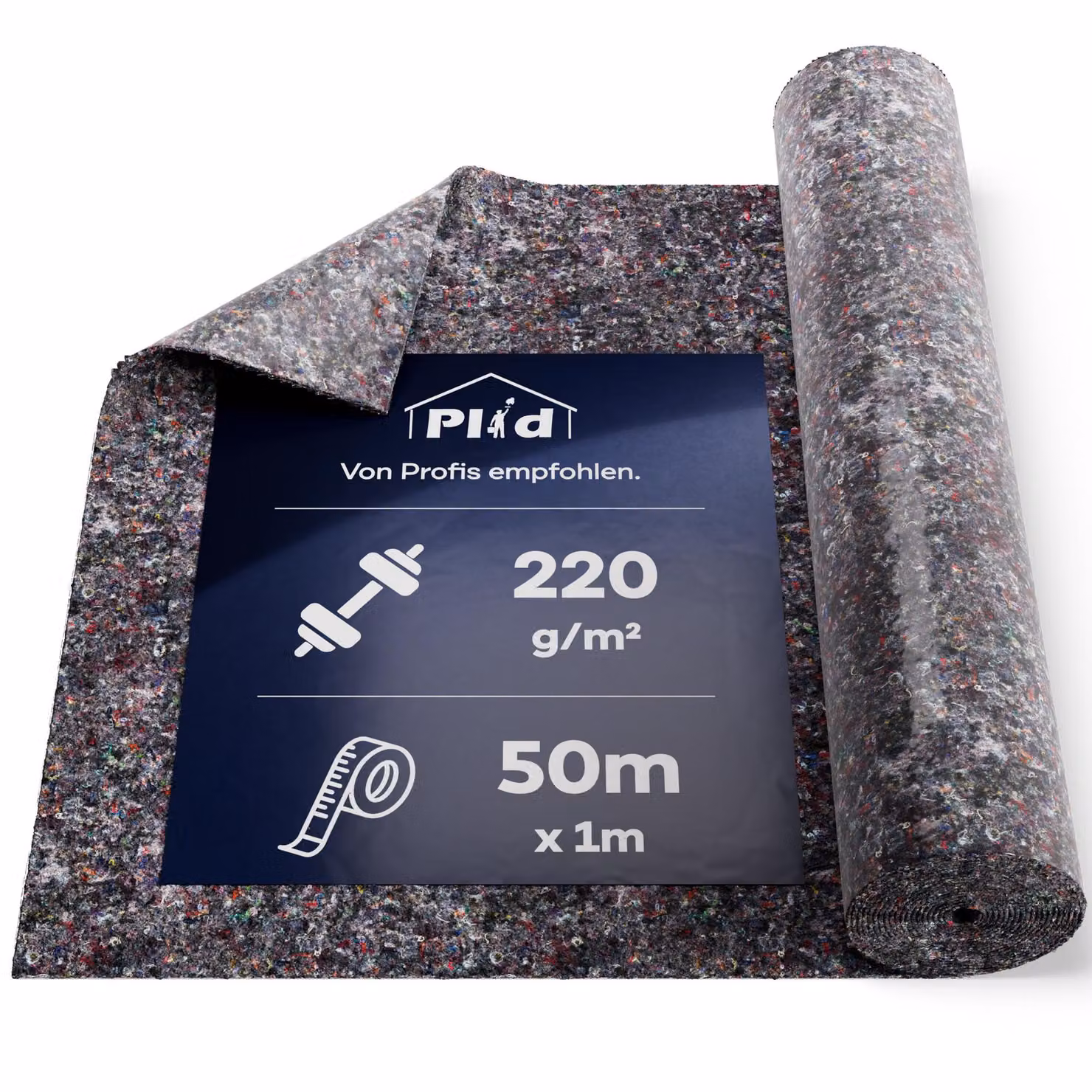 Tessuto non tessuto protettivo per pittori 50 m² - 220 g / Tessuto non tessuto con rivestimento antiscivolo - Protezione delle superfici per pittori e appassionati del fai da te - Rotolo di feltro per pittori - Coperta per traslochi