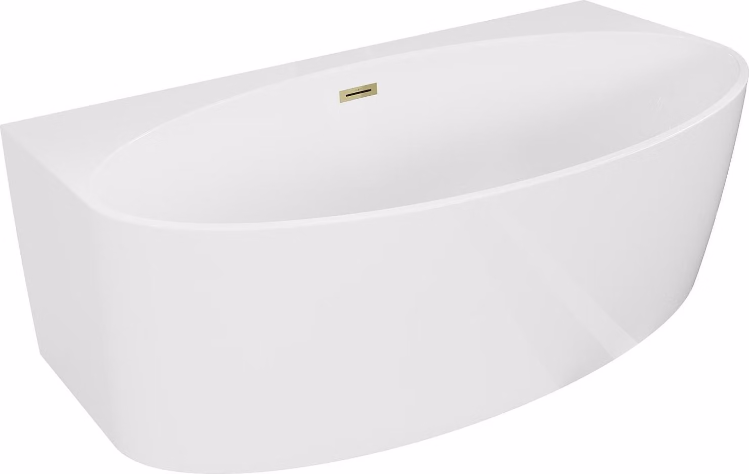 Mexen Bruna vasca da bagno freestanding a parete 170 x 88 cm, bianco lucido, troppopieno dorato - 52731708800-50