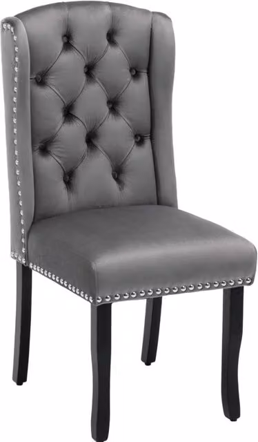 Set di 4 Sedie da Pranzo in Velluto Grigio con Gambe in Quercia, Dettagli Eleganti e Supporto Ergonomico