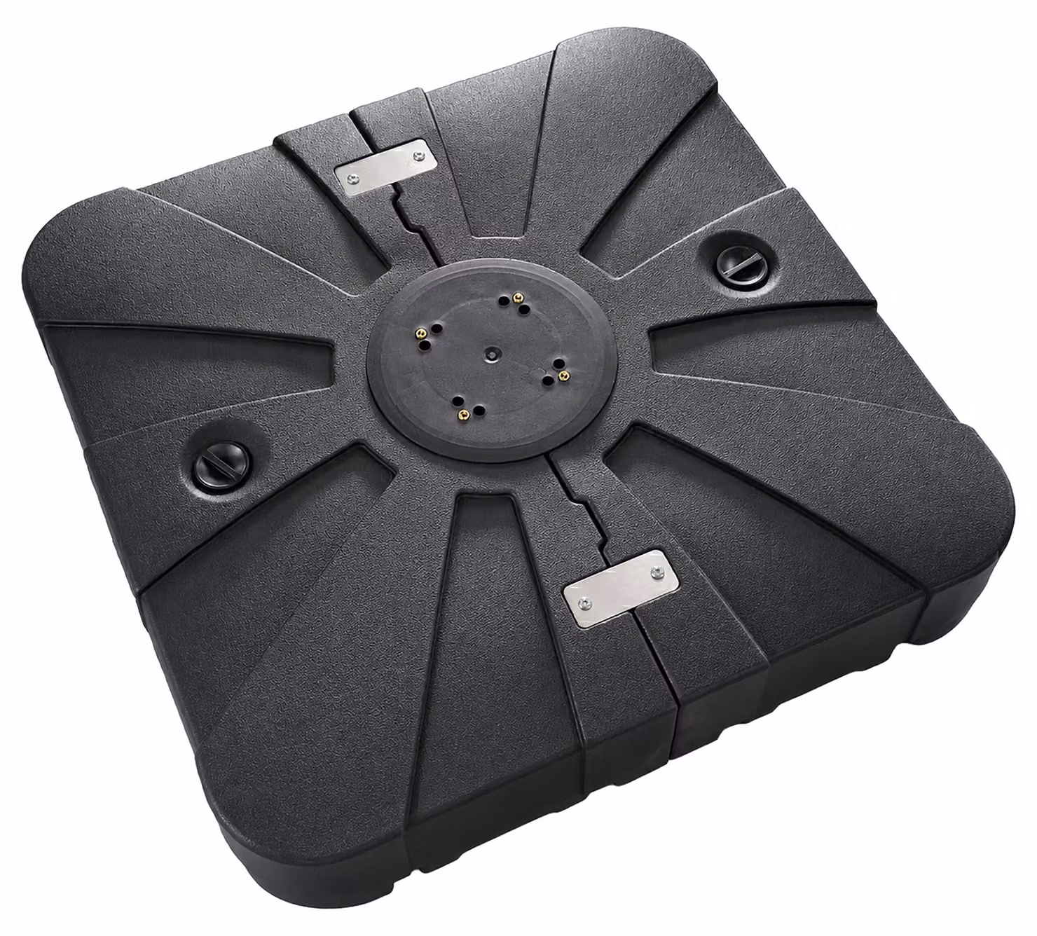 Supporto per ombrellone Relaxdays, riempibile, con ruote e base a croce, 85 x 85 cm, plastica, supporto per ombrellone a vela, nero
