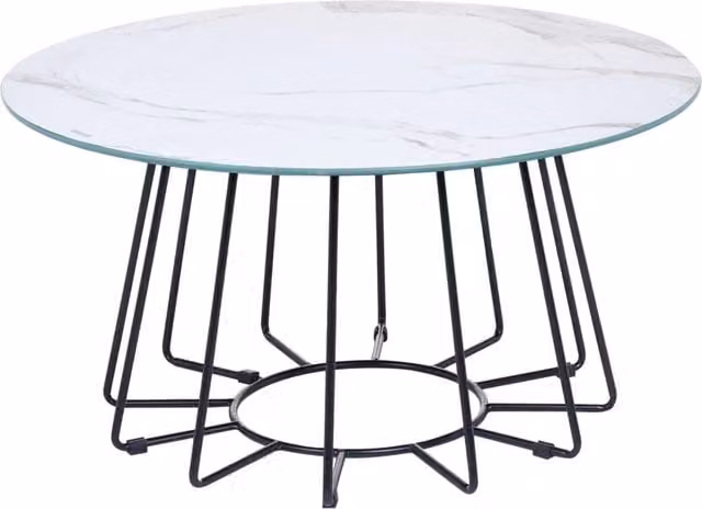 Tavolino da caffè rotondo Beliani con piano in vetro bianco e base in metallo design moderno