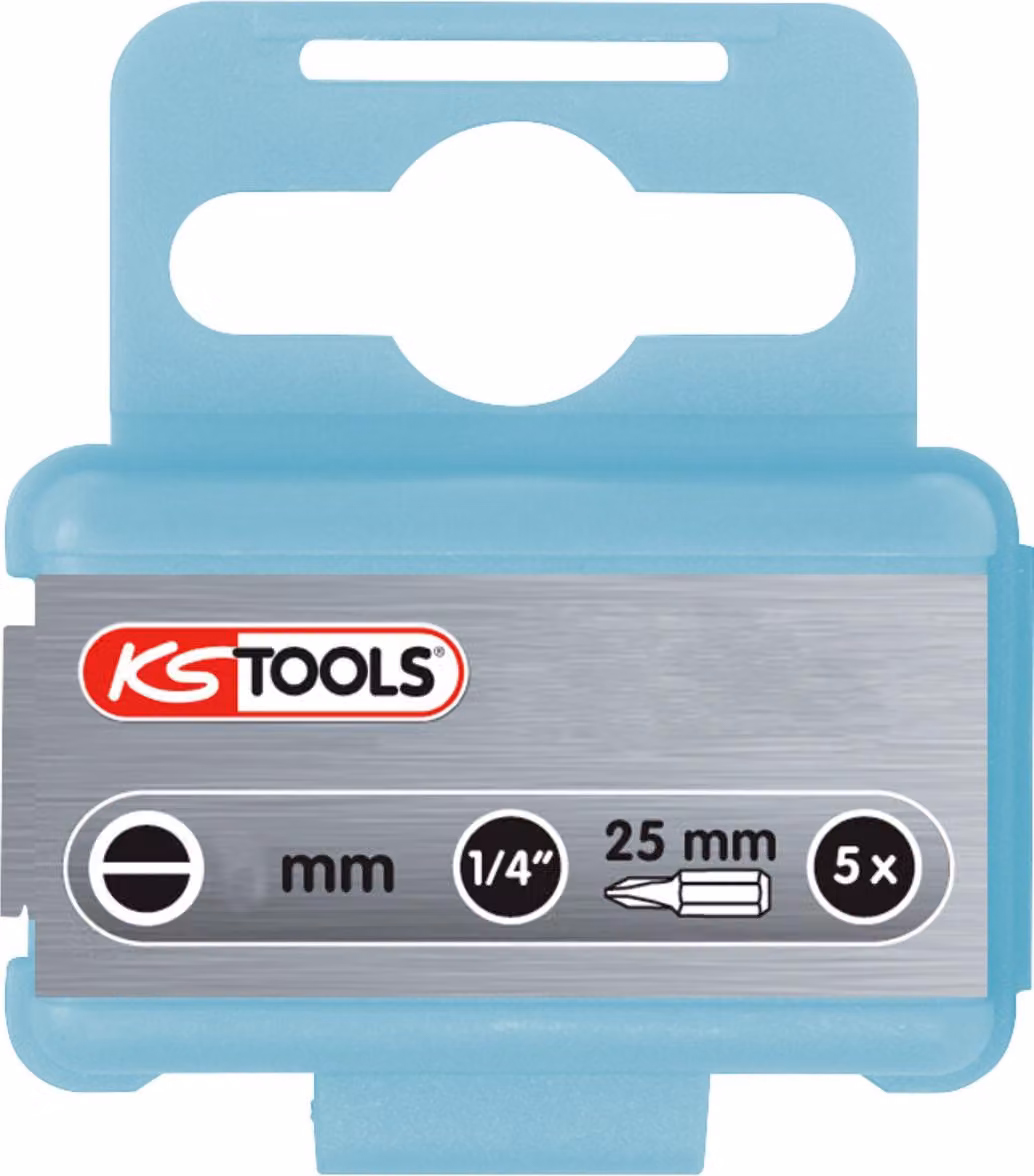 KS TOOLS 1/4" EDELSTAHL Bit Schlitz 25 mm 3 mm 5er Pack - 910.2233